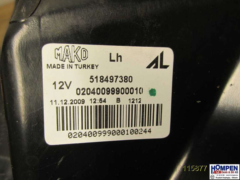 Baklykt venstre til Fiat Punto 2010-->> (Type III, Fase 2) EVO EVO (FIAT|51927097||518497380)