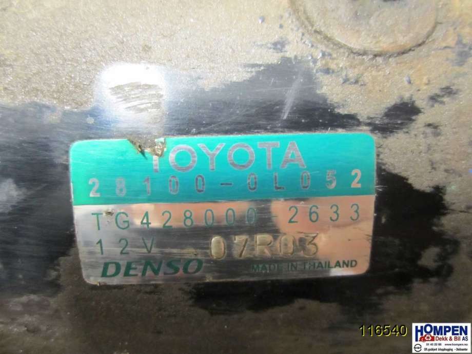Starter diesel til Toyota Hilux 2012-2016  (TOYOTA|281000L052|TG4280002633|)