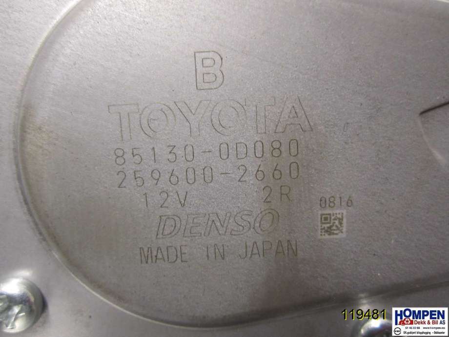 Viskermotor bakrute til Toyota Yaris 2012-2014 (Type III, Fase 1)  (TOYOTA|851300D080|2596002660|)
