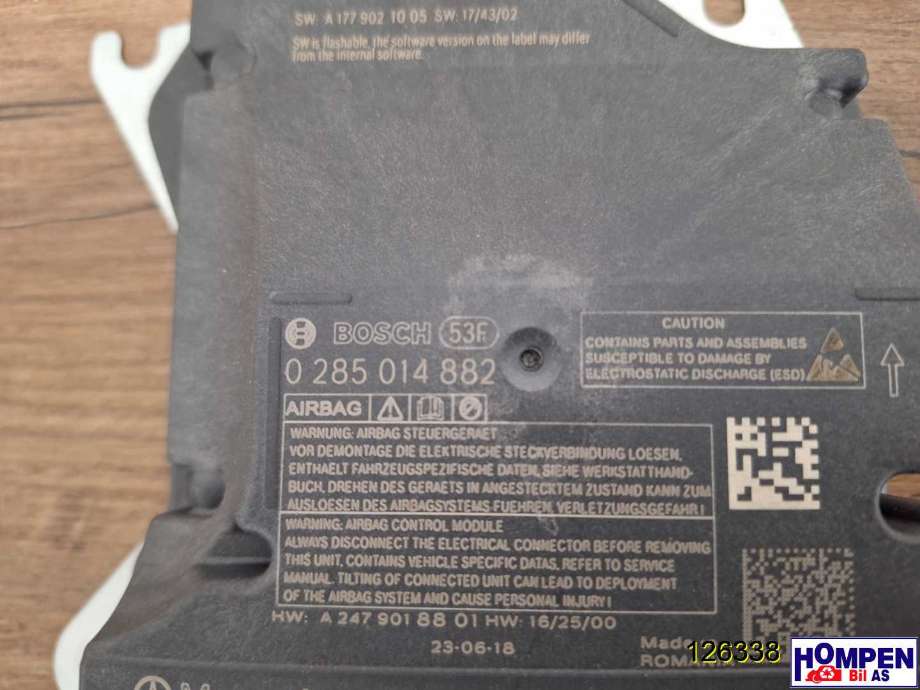 Airbag elektronikk til Mercedes A-Klasse 2018-->> (W177) (W177) (MERCEDES|A1779006003|0285014882|)