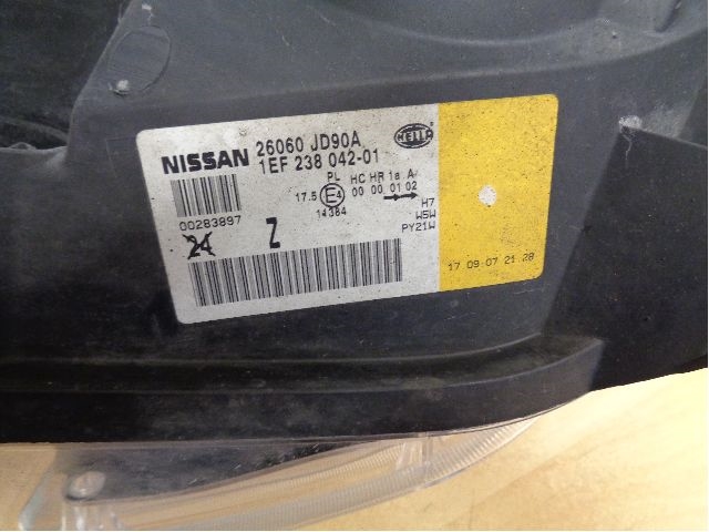 Frontlykt venstre halogen til Nissan Qashqai 2007-2010 (Type I, Fase 1) (NISSAN||26060JD90A)