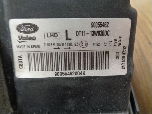Frontlykt venstre halogen til Ford Transit Connect 2013-2018 Type II, Fase 1  (FORD|1949635|90055462|DT11-13W030DC)