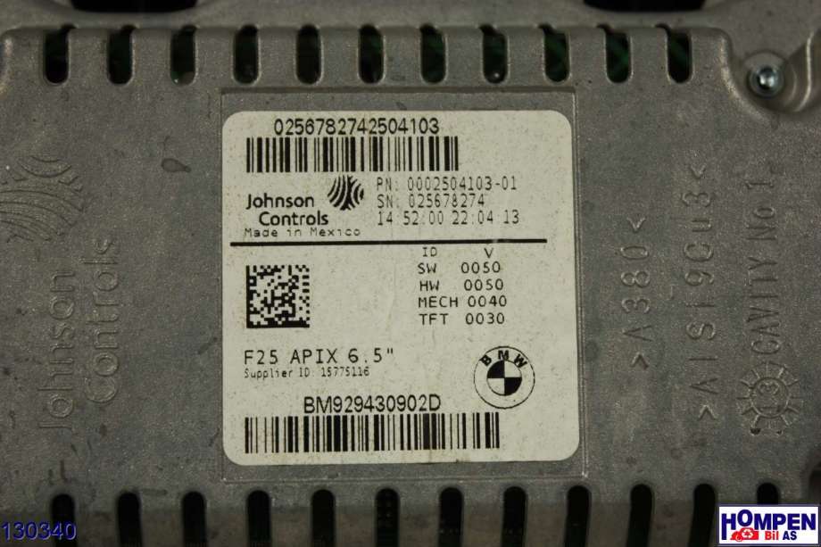 Instrument kjørecomputer til BMW X3 2010-2017 (F25) (F25) (BMW|65 50 9 294 309|0256782742504103|BM929430902D)