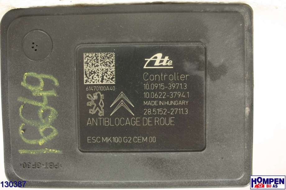 ABS sentral til Peugeot 2008 2013-2019 (Type I) (PEUGEOT|16 117 470 80|9810293280|61470100A40)