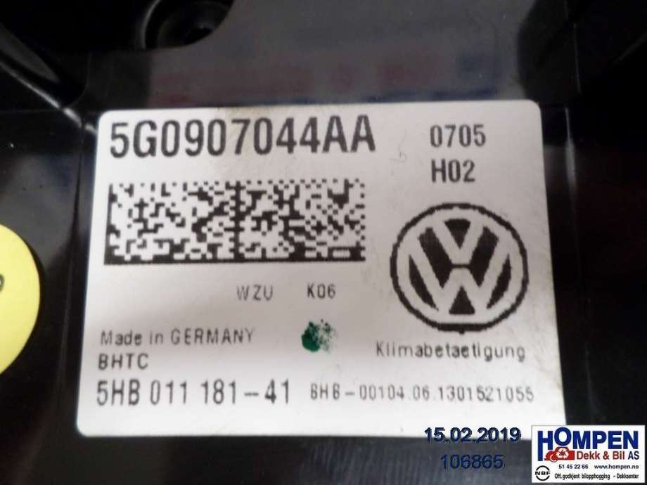 Varmeapparat betjening til VW Golf VII 2012-2017 (Fase 1) (VOLKSWAGEN|5G0907044BD||5G0907044AA)