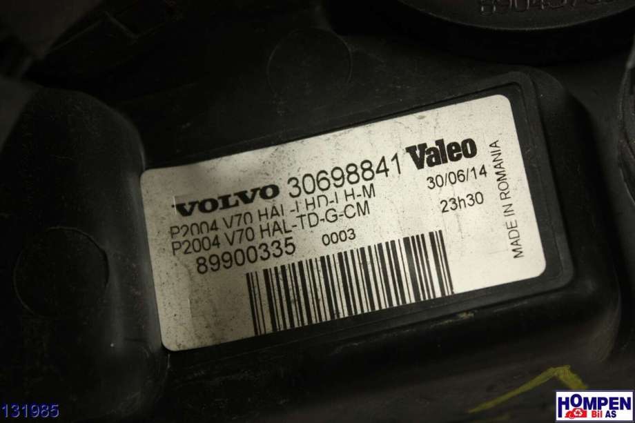 Frontlykt venstre halogen til Volvo V70 2005-2007 (Type II, Fase 2) (VOLVO||89900335|30698841)