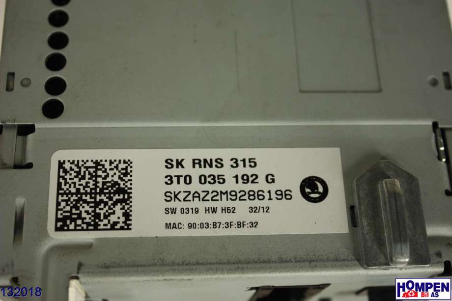 Bilstereo til Škoda Octavia 2009-2013 (Type II, Fase 2)  (SKODA|3T0 035 192 G|)