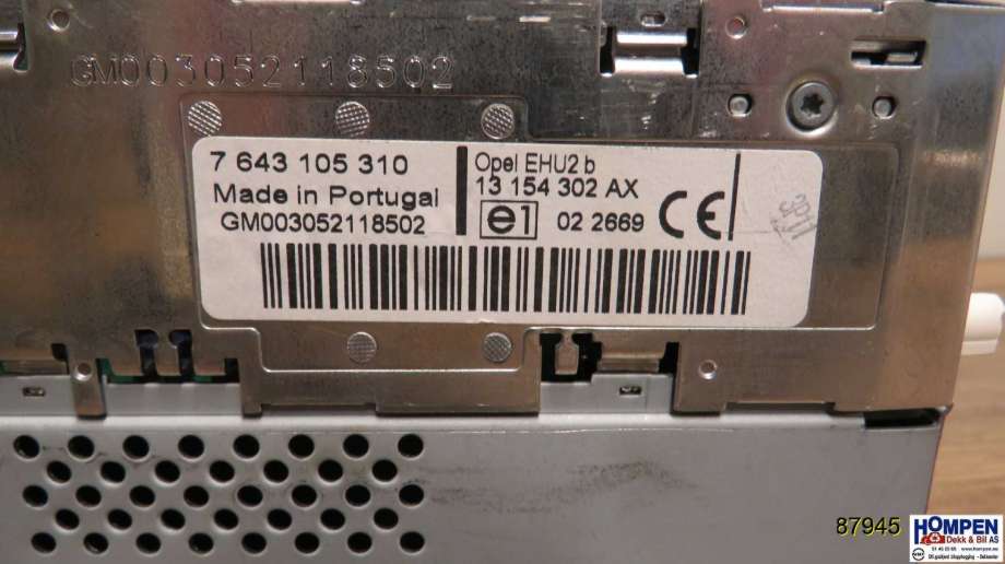 Bilstereo til Opel Zafira B 2005-2011  (OPEL|93169206|CD30|13154302)