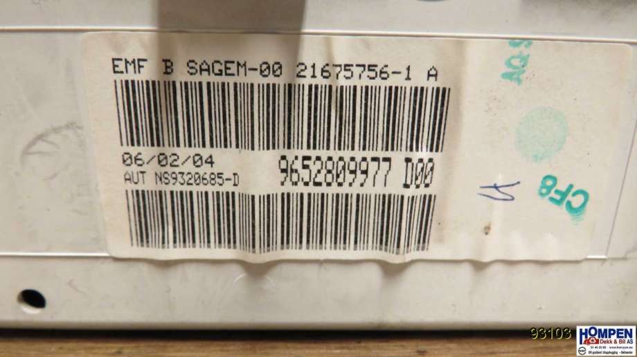 Multimedia display (MCU - Media Controller Unit) til Peugeot 307 2001-2004 (Fase 1) (PEUGEOT|6563W0||9652809977)