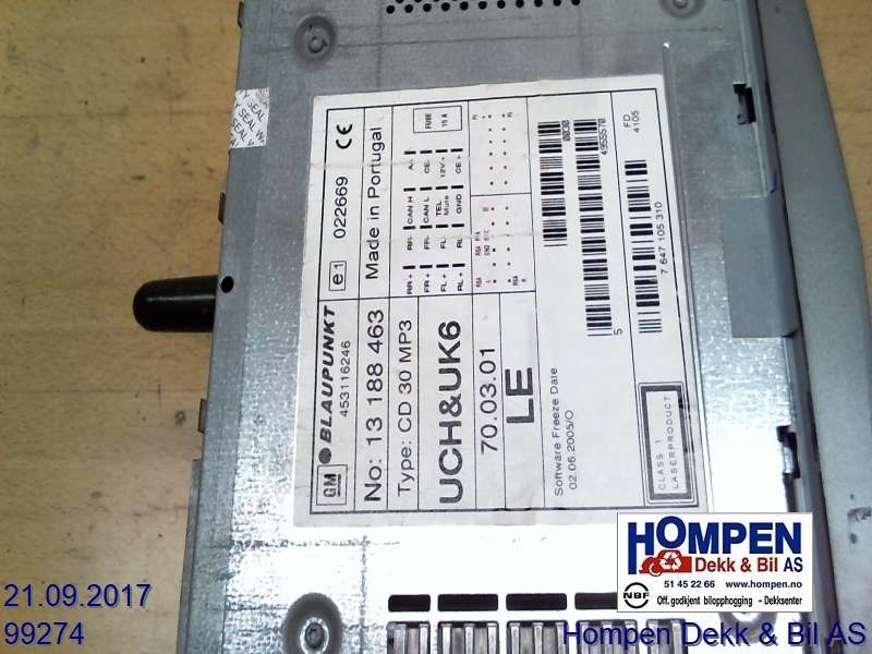 Bilstereo til Opel Zafira B 2005-2011  (OPEL|13188463|453116246|)