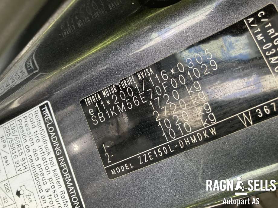 Toyota Auris 2007-2010 (Type I, Fase 1) , Motorkode: 4ZZ-FE, Girkassekode: 