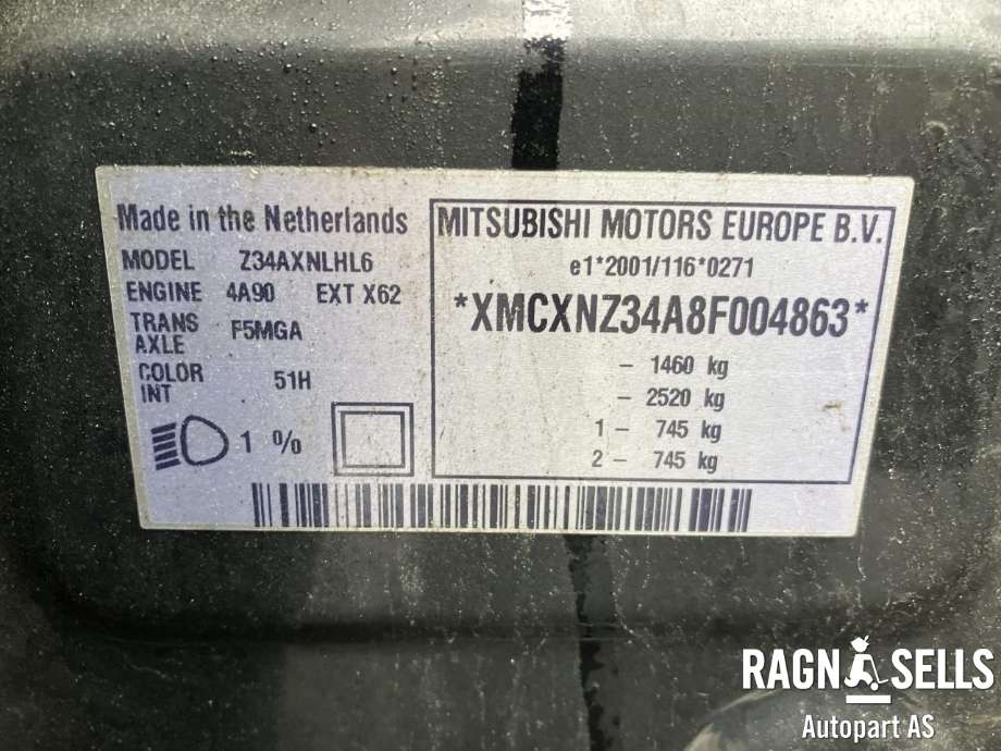 Mitsubishi Colt 2004-2008 (Type VII, Fase 1) , Motorkode: 135930(4A90), Girkassekode: F5MGA-1-33