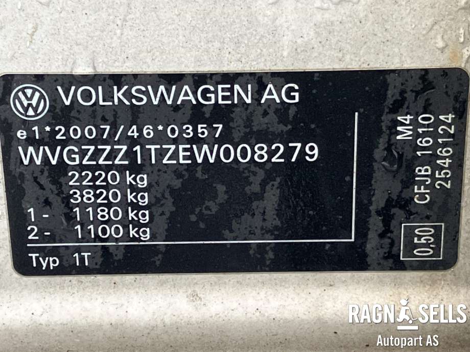VW Touran 2010-2015 (Type I, Fase 3) , Motorkode: CFJB, Girkassekode: PQK