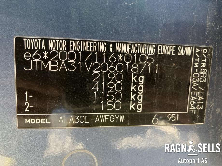 Toyota RAV4 2006-2009 (Type III, Fase 1) , Motorkode: 2AD-FTV, Girkassekode: 