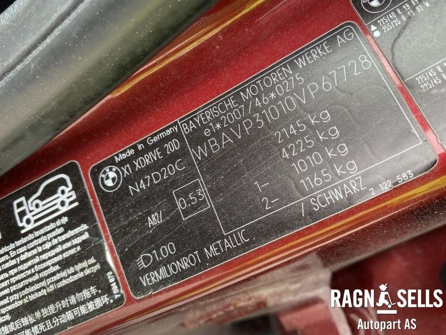 BMW X1 2009-2015 (E84) (E84), Motorkode: N47D20C, Girkassekode: GA6HP-19Z