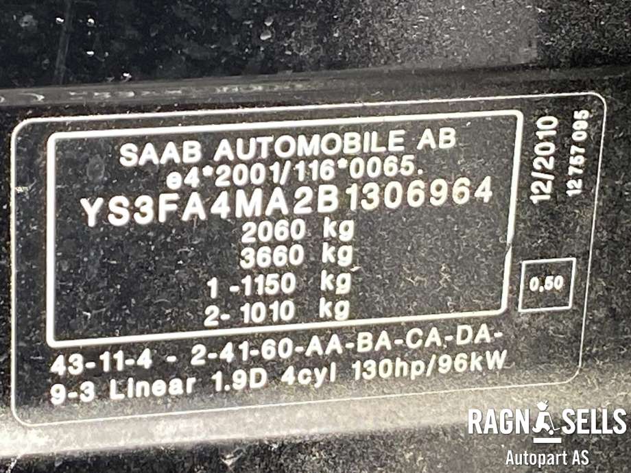 Saab 9-3 2008-2011 (Type II, Fase 2) , Motorkode: A19DTR, Girkassekode: 