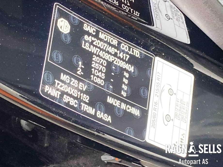 MG ZS EV 2022-->> (Type I, Fase 2) , Motorkode: TZ204XS1152, Girkassekode: 