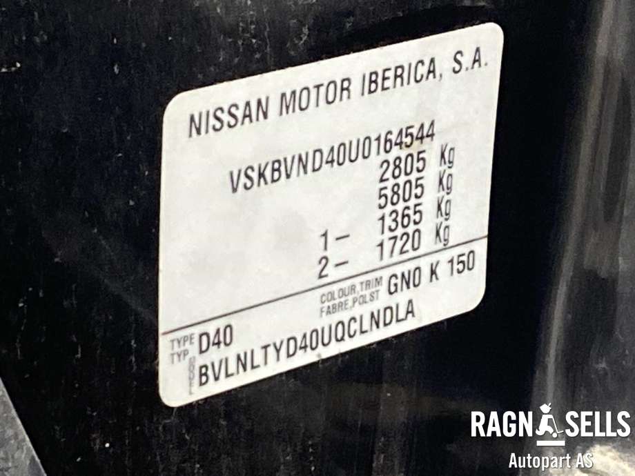 Nissan Navara 2005-2010 (Fase 1) (D40) (D40), Motorkode: YD25, Girkassekode: 