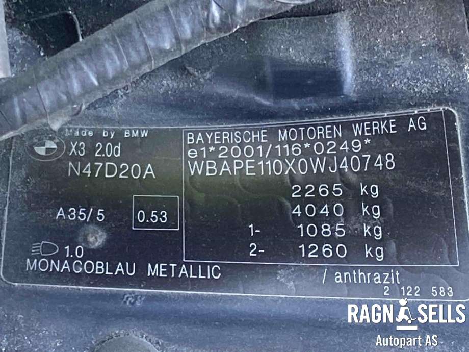 BMW X3 2007-2010 (Fase 2) (E83) (E83), Motorkode: N47D20A, Girkassekode: 