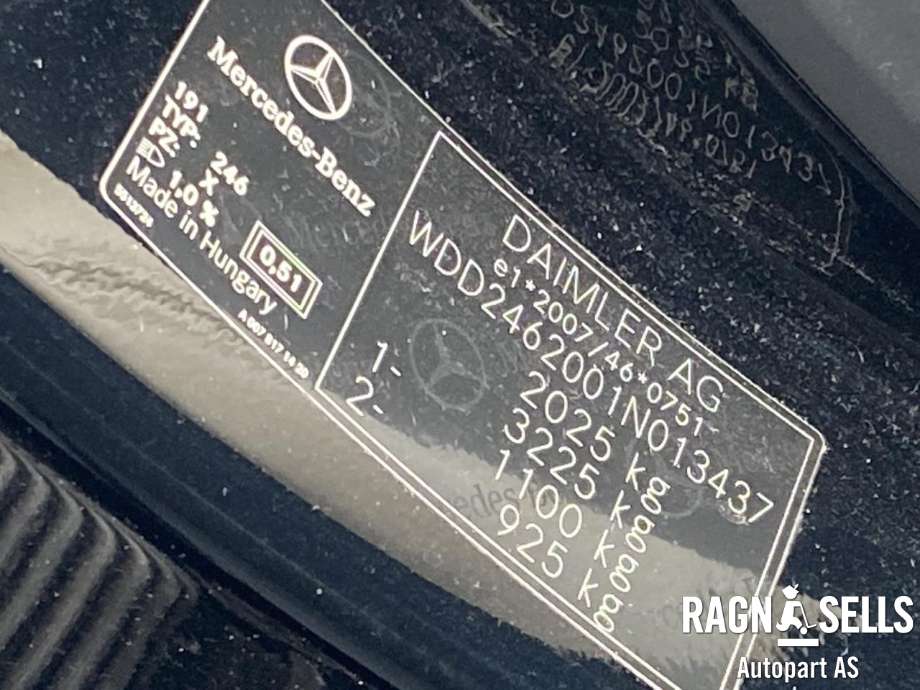 Mercedes B-Klasse 2011-2018 (W246) (W246), Motorkode: 651901, Girkassekode: 