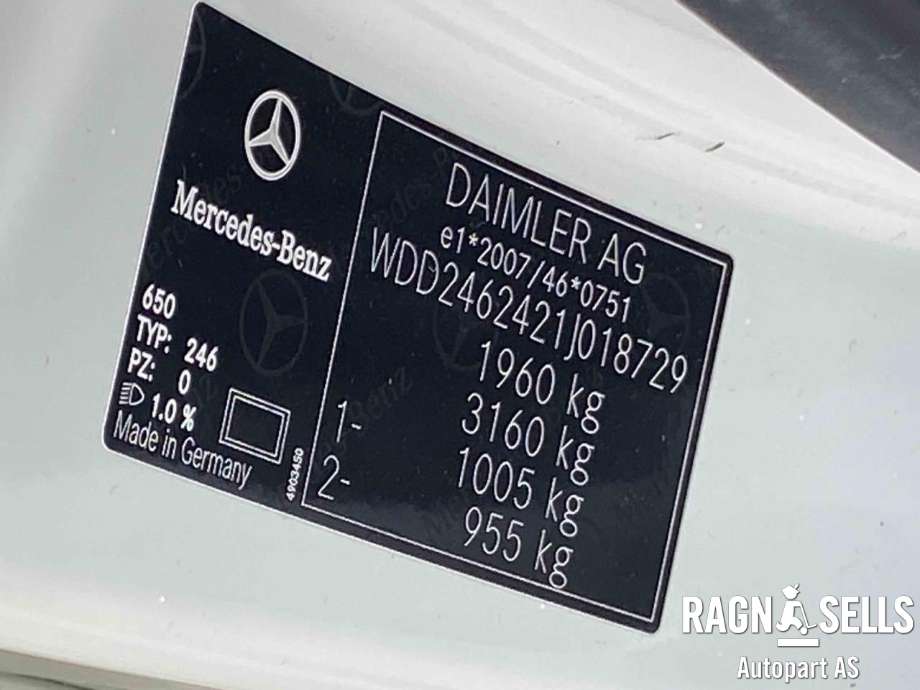 Mercedes B-Klasse 2011-2018 (W246) (W246), Motorkode: 270910, Girkassekode: 
