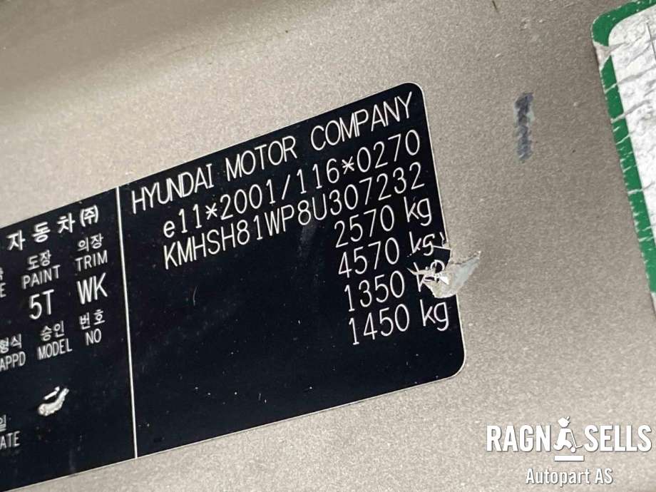 Hyundai Santa Fe 2006-2009 (Type II, Fase 1) delebil , Motorkode: D4EB-F, Girkassekode: