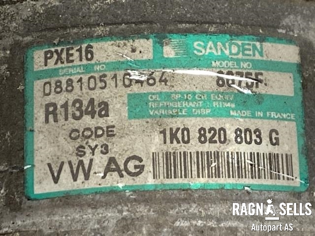 Aircondition kompressor til VW Touran 2003-2006 (Type I, Fase 1)  (1K0260859F|1K0820803E|1K0820803F|1K0820803G|1K0820803H|1K0820803J|1K0820803K|1K0820803L|1K0820803N|1K0820803P|1K0820803Q|1K0820803S|1K0820859F|1K0820859M|1K0820859Q|1K0820859QX|1K0820859S|1K0820859SX|2E0820803A|2E0820803B|2E0820803C|2E0820803D|2E0820803G|5C0820803A|5C0820803B|1K0820808B|5C0820803C|1K0820808BX|1K0820808D|1K0820808DX|1K0820808F|1K0820808FX|1K0820859C|1K0820859E|5C0820803G|5K0820803B)
