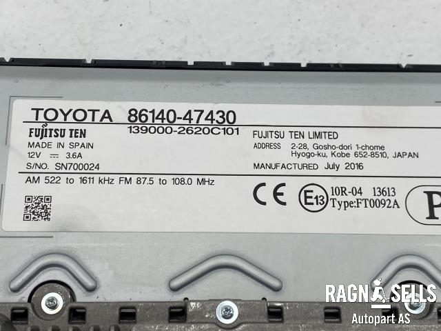 Bilstereo navigasjon skjerm til Toyota Prius 2016-2023 (Type IV) (combi) (combi) (FUJITSU|8614047430|139000-2620C101|8614047430EX|)