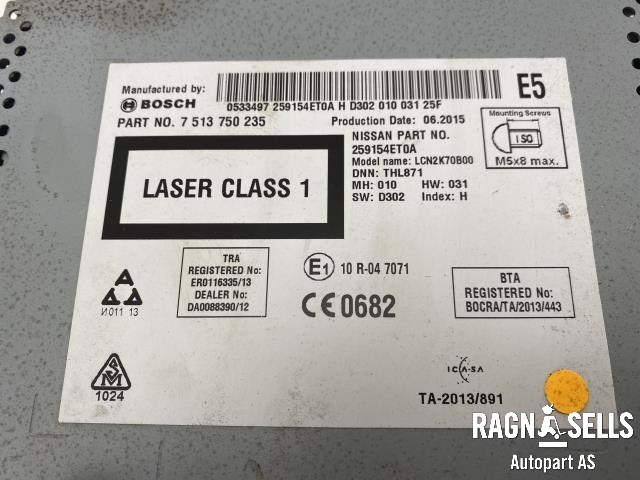Bilstereo navigasjon til Nissan X-Trail 2014-2022 (T32) (T32) (BOSCH|7 513 750 235|NISSAN 259154ET0A|)