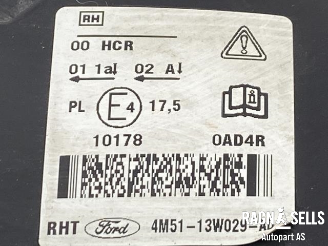 Frontlykt høyre halogen til Ford Focus 2004-2007 (Type II, Fase 1)  (4M51-13099-AD|4M51-13W029-AD|1480979)