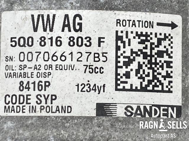 Aircondition kompressor til Škoda Fabia 2014-2021 (Type III)  (SANDEN|5Q0816803|5Q0816803B|5Q0816803D|5Q0816803E|5Q0816803F|5Q0816803L|)