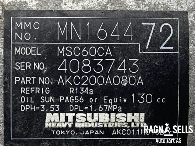 Aircondition kompressor til Mitsubishi Colt 2009-2013 (Type VII, Fase 2)  (AKC200A080A|MSC60CA|)