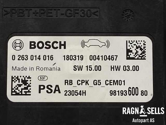 Styreenhet parkering til Citroën C3, Aircross 2017-->>  (BOSCH||9819360080|0 263 014 016)