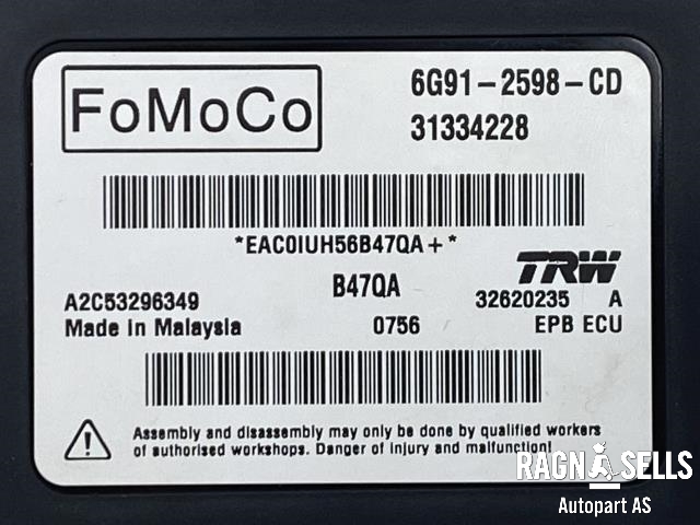 Styreenhet elektrisk parkbrems (EPB - Electric Parking Brake) til Volvo V60 2010-2013 (Type I, Fase 1)  (TRW|31334228|6G91-2598-CD|)