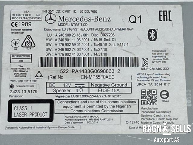 Bilstereo til Mercedes B-Klasse 2011-2018 (W246) (W246) (PANASONIC|2423-13-5179|246 900 23 18|246 901 11 06)