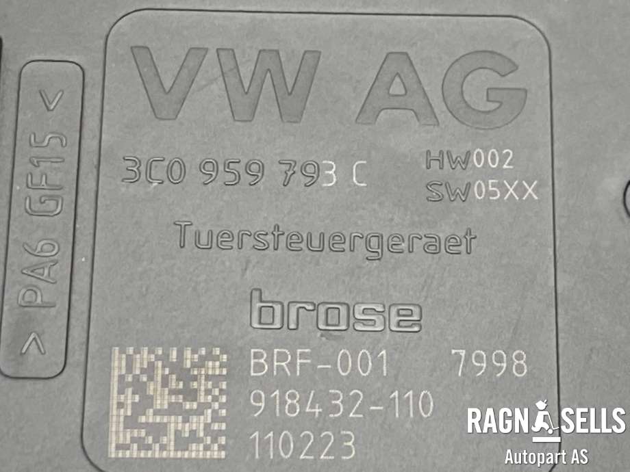 Ruteheis venstre foran til VW Passat 2011-2015 (B7) (B7) (BROSE|3AA 959 701 A|3AA 837 461|3C0 959 793 C| 0 130 822)