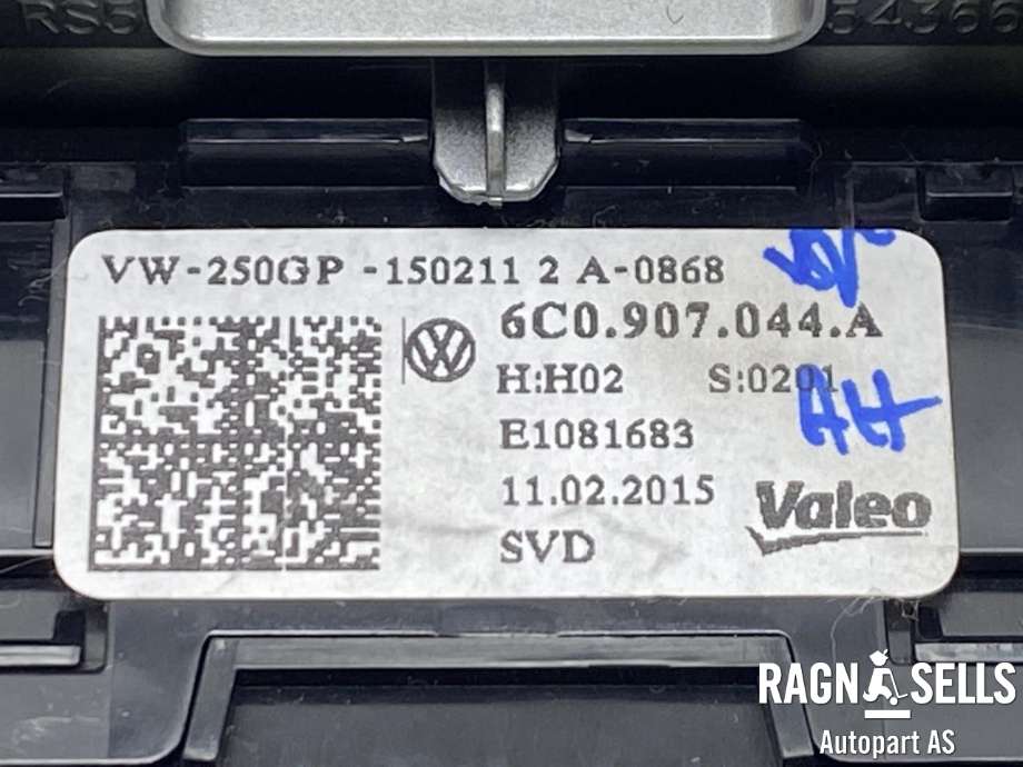 Varmeapparat betjening til VW Polo 2014-2017 (Type V, Fase 2)  (VALEO|6C0 907 044 A|)