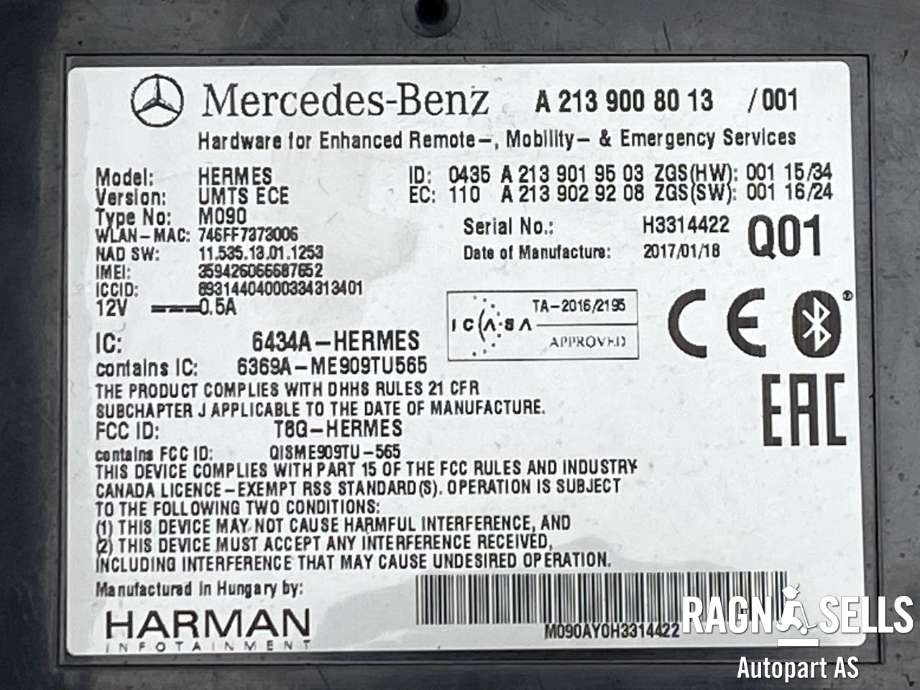 Styreenhet diverse til Mercedes B-Klasse 2011-2018 (W246) (W246) (HARMAN|A 213 900 80 13|)