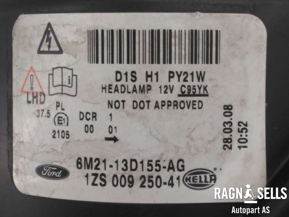 Frontlykt venstre xenon til Ford S-Max 2006-2010 (Type I, Fase 1)  (HELLA|6M21-13006-AH|6M21-13D155-AG|1801378)
