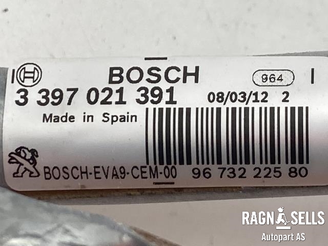 Viskermotor frontrute komplett m/overføring til Peugeot 208 2012-2019 (Type I)  (BOSCH|3 397 021 391|96 732 225 80|0 390 241 540)