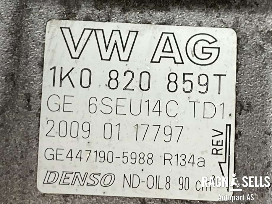 Aircondition kompressor til Audi A3 2009-2012 (Type II, Fase 2)  (1K0 820 859 T|5N0820803C|5N0820803G|5N0820803H|5Q0820803|5Q0820803D|5Q0820803E|5Q0820803F|5Q0820803G|5Q0820803J|5Q0820803K|5Q0820803M|5K0820803GX|5K0820803H|5K0820803HX|5K0820803J|5K0820803JX|5K0820803KX|5K0820803X|5N0820803|5Q0820803Q|5Q0820803R|8J0260805|8J0260805A)