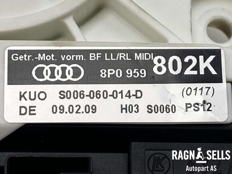 Ruteheis, kun motor, høyre foran til Audi A3 2009-2012 (Type II, Fase 2)  (8P0 959 802 M|)
