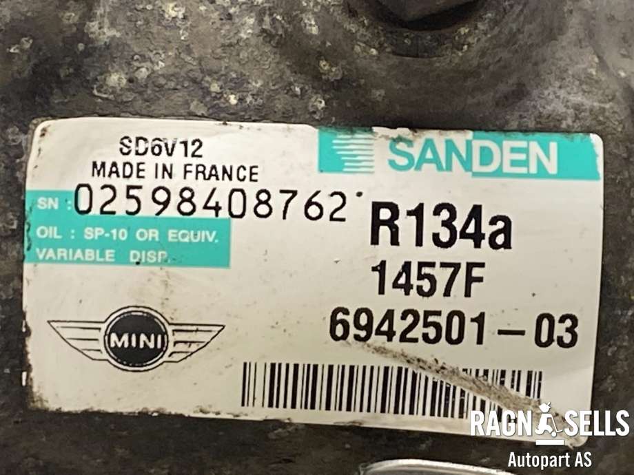Aircondition kompressor til Mini One/Cooper 2007-2014 (R55-57) (R55-57) (SANDEN|64 52 9 223 392|6942501|SD6V12)