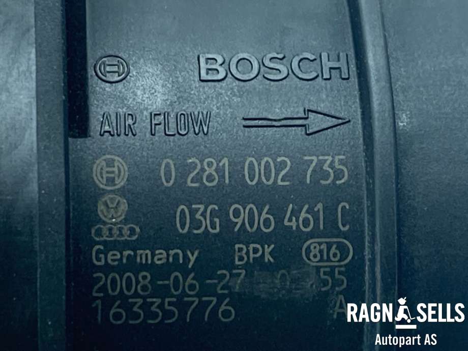 Luftmengde/luftmassemåler til VW Tiguan 2007-2011 (Type I, Fase 1)  (BOSCH|0 281 002 735|03G 906 461 C|00C 2G7 046)
