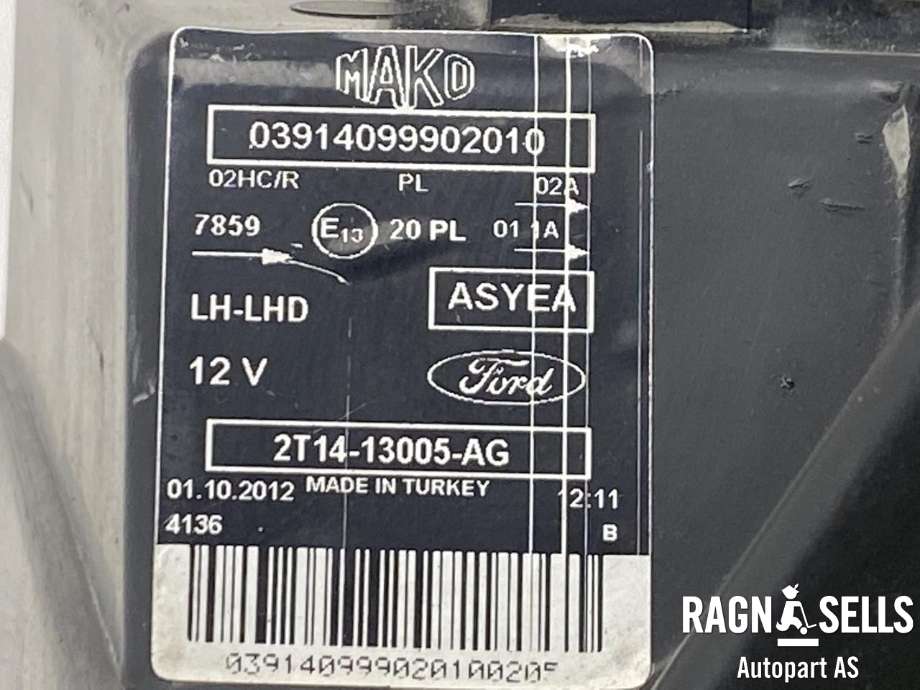 Frontlykt venstre halogen til Ford Transit Connect 2009-2013 (Type I, Fase 2) (2T14-13008-AB|2T14-13005-AG|1346495)