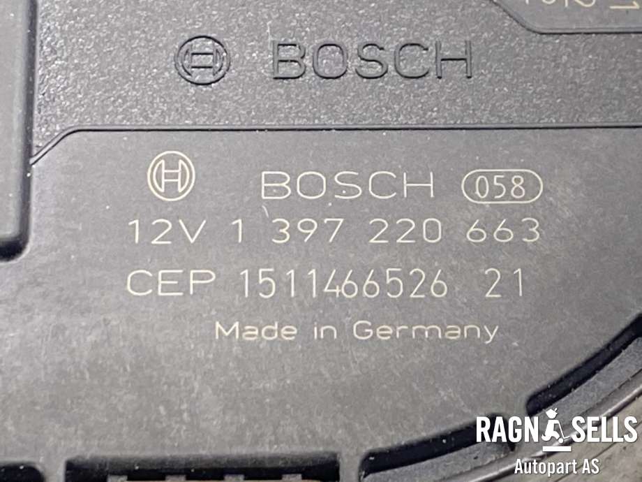 Viskermotor frontrute komplett m/overføring til Audi A3 2012-2016 (Type III, Fase 1)  (BOSCH|8V1 955 023 D|)