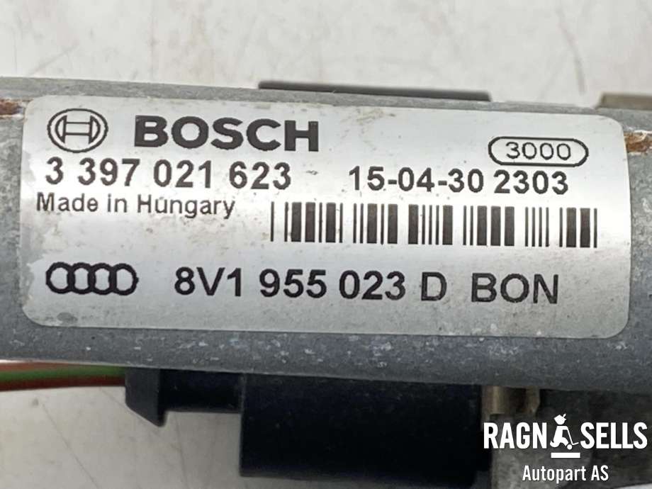 Viskermotor frontrute komplett m/overføring til Audi A3 2012-2016 (Type III, Fase 1)  (BOSCH|8V1 955 023 D|)