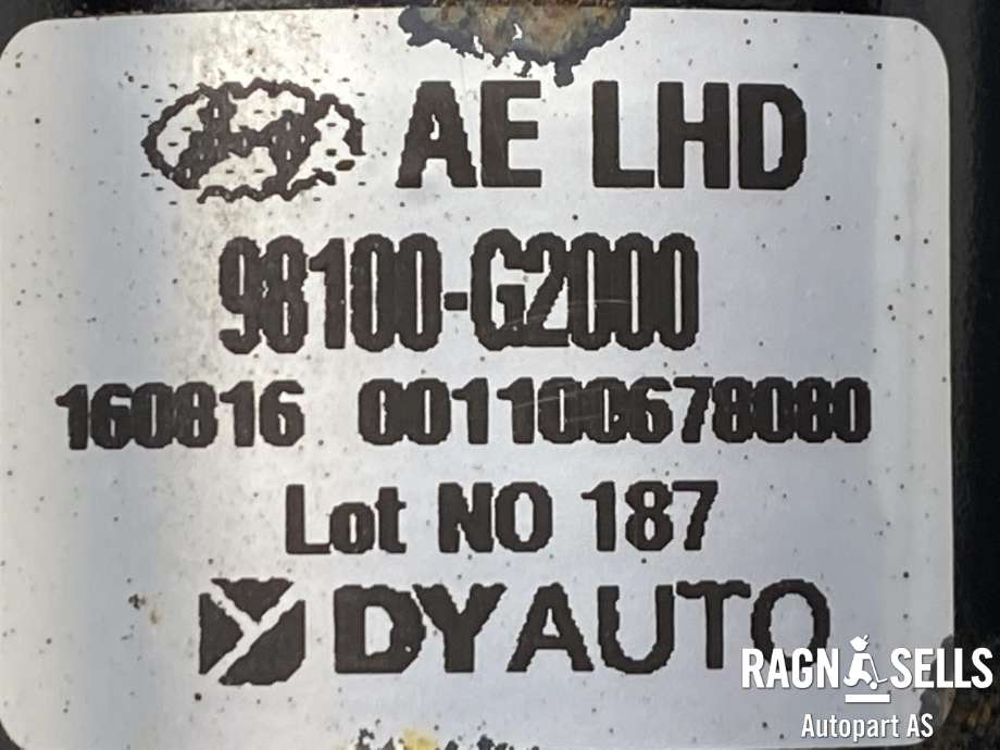 Viskermotor frontrute komplett m/overføring til Hyundai Ioniq Electric 2016-2019 (Fase 1)  (98100-G2000|160816|100678080)