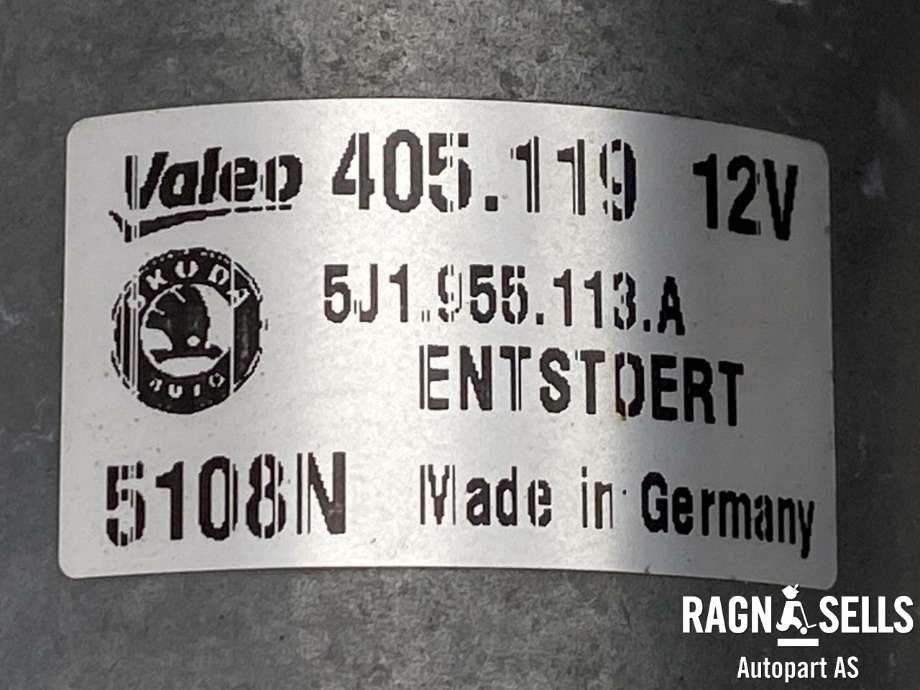 Viskermotor frontrute komplett m/overføring til Škoda Fabia 2007-2010 (Type II, Fase 1)  (VALEO|5J1 955 023 D|)