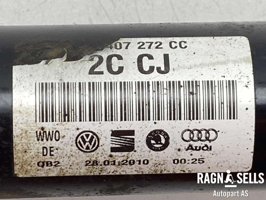 Drivaksel høyre foran, diesel/manuell til Audi A3 2009-2012 (Type II, Fase 2)  (1K0407272CC|5Q0 407 272 FF|1K0 407 452 DX)